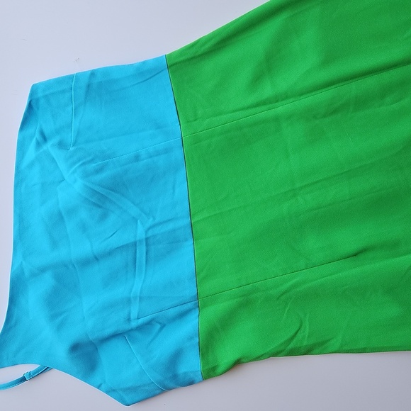 Petal + Pup Blue and Green Xiomar One Shoulder Midi Dress 10 NWT - Picture 4 of 10